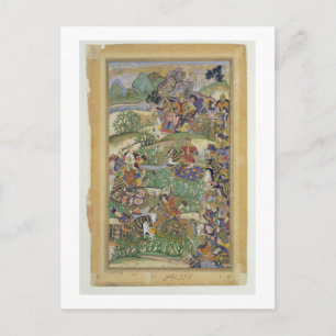 Emperor Akbar (r.1556-1605) at the battle of Samal Postcard