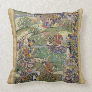 Emperor Akbar (r.1556-1605) at the battle of Samal Throw Pillow
