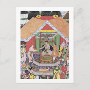 Emperor Akbar (r.1556-1605) entertained by his fos Postcard