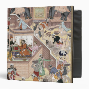 Emperor Akbar (r.1556-1605) inspecting the buildin Binder
