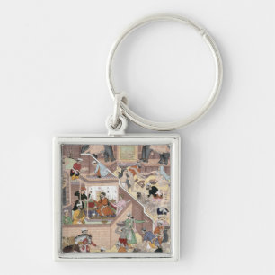 Emperor Akbar (r.1556-1605) inspecting the buildin Keychain