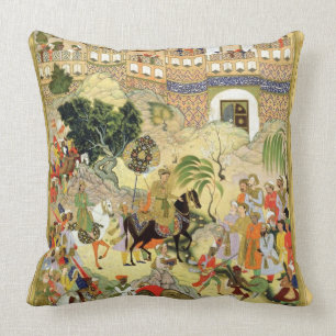 Emperor Akbar's triumphant entry into Surat, from Throw Pillow