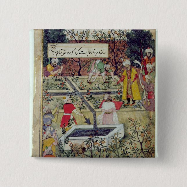 Emperor Babur 2 Inch Square Button (Front)