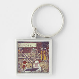 Emperor Babur and his architect plan Keychain