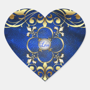 Emperor Blue Heart Stained Glass Love Sticker