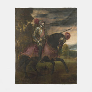 Emperor Charles V on Horseback (by Titian) Fleece Blanket