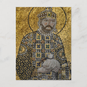 Emperor Constantine IX Byzantine Mosaic Icon Postcard