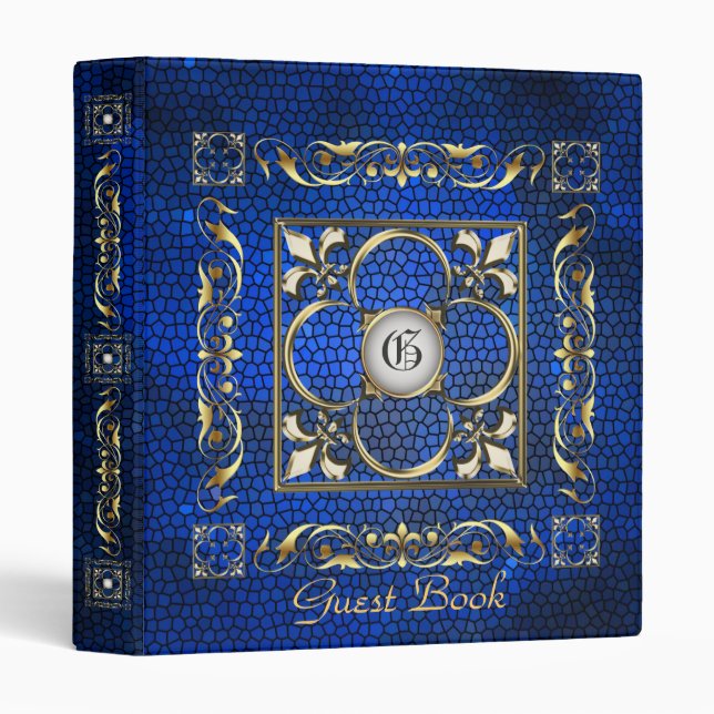 Emperor Fleur De Lis Blue Guest Book Binder (Front/Spine)