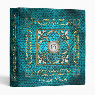 Emperor Fleur De Lis Teal Guest Book Binder