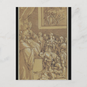 Emperor Henri IV at the feet of Pope Gregory Postcard