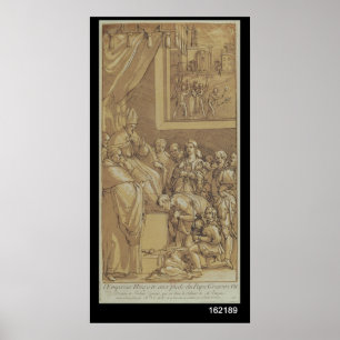 Emperor Henri IV at the feet of Pope Gregory Poster