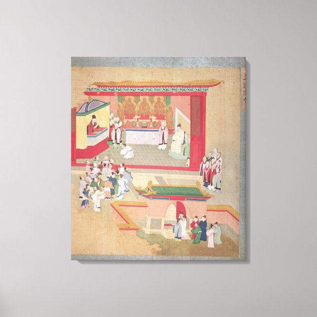 Emperor Hui Tsung  practising with the Buddhist Canvas Print (Front)