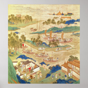 Emperor Hui Tsung transporting pierced stones Poster