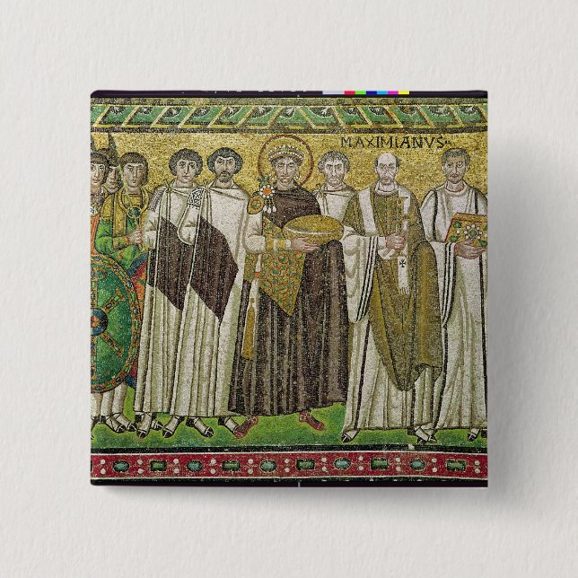 Emperor Justinian I 2 Inch Square Button (Front)
