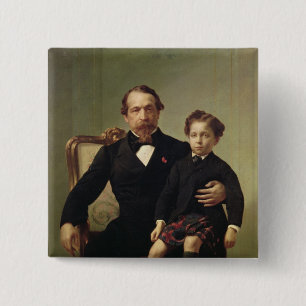 Emperor Louis-Napoleon Bonaparte  and his son 2 Inch Square Button