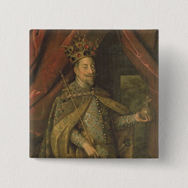 Emperor Matthias of Austria 2 Inch Square Button (Front)