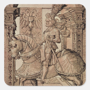 Emperor Maximilian I riding a horse, 1518 Square Sticker
