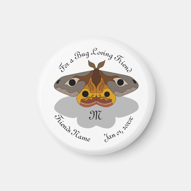 Emperor,moth,monogram,flying,wings,shadow,twin+ser Magnet (Front)
