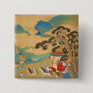 Emperor Mu Wang of the Chou Dynasty in 2 Inch Square Button