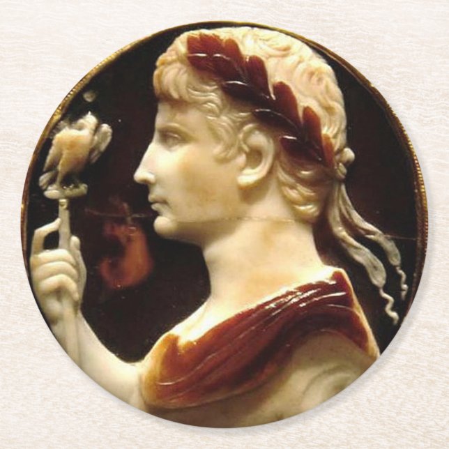 Emperor Octavian Augustus Roman Empire Cameo Round Paper Coaster (Front)