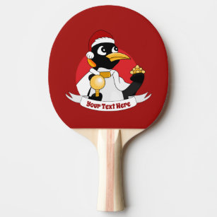 Emperor penguin Christmas cartoon Ping Pong Paddle