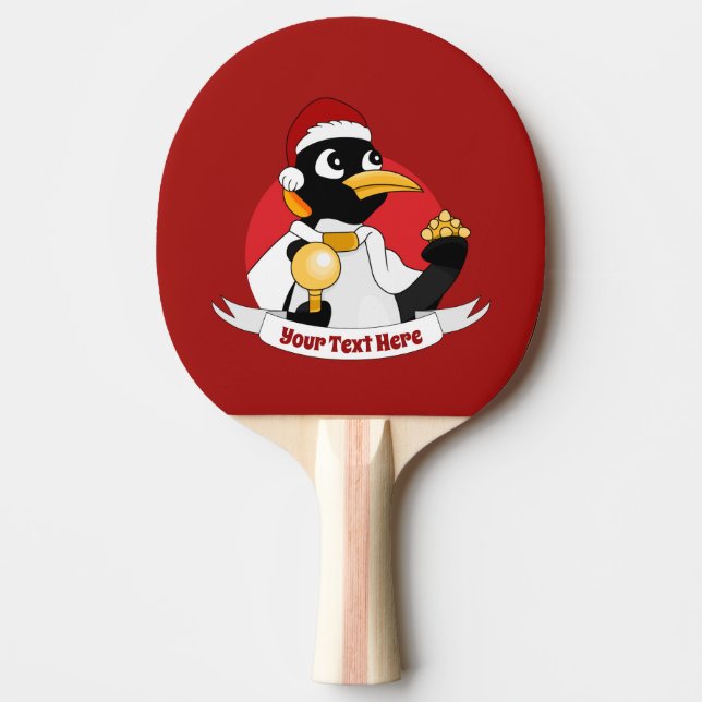 Emperor penguin Christmas cartoon Ping Pong Paddle (Front)