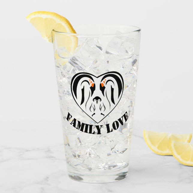 Emperor Penguin Family Love Heart Glass (Front Ice)