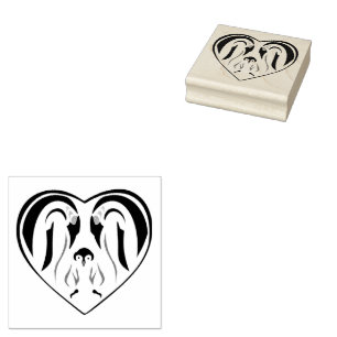 Emperor Penguin Family Love Heart Rubber Stamp