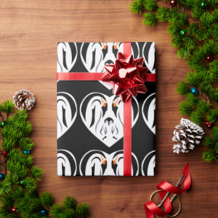 Emperor Penguin Family Love Heart Wrapping Paper