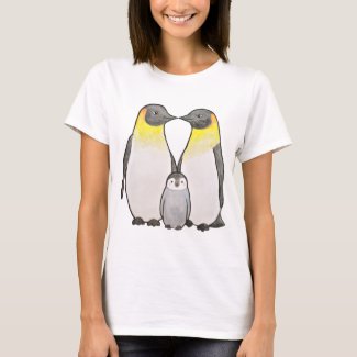 Emperor Penguin Family Mom Dad Baby Graphic Art T-Shirt