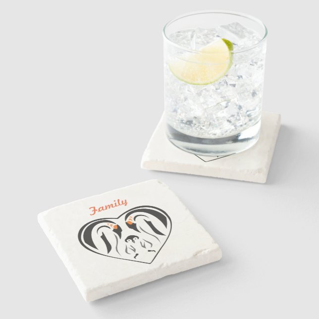 Emperor Penguin Family Part Two Stone Coaster (Side)
