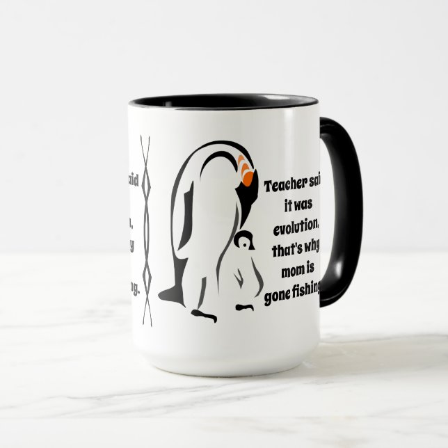 Emperor Penguin Father Standing with Son Mug (Front Right)