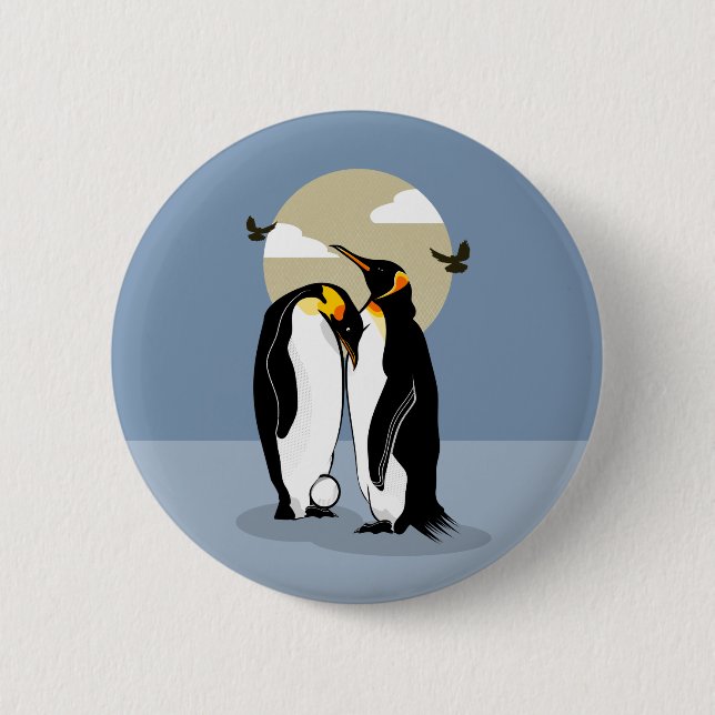 Emperor penguin parents 2 inch round button (Front)