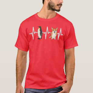 Emperor Penguin Pembroke Welsh Corgi Heartbeat Dog T-Shirt