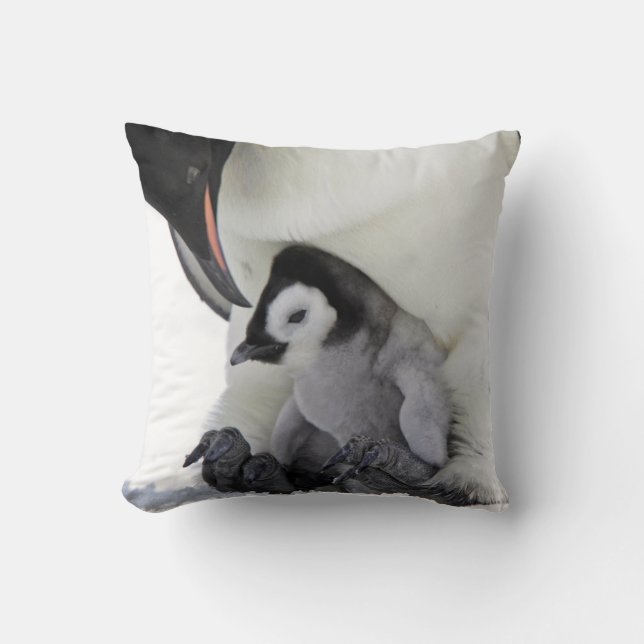 Emperor Penguin | Snow Hill Island Throw Pillow (Front)
