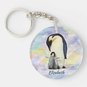 Emperor Penguin with Baby Chick Keychain
