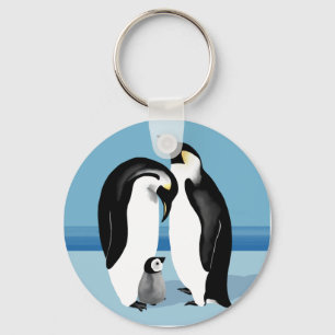 Emperor Penguin With Baby Chick Keychain