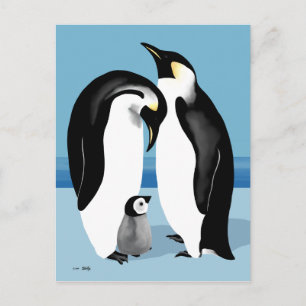 Emperor Penguin With Baby Chick Postcard