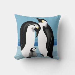 Emperor Penguin With Baby Chick Throw Pillow