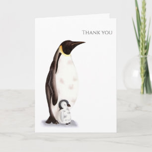 Emperor Penguin with Baby Thank You Greeting Card