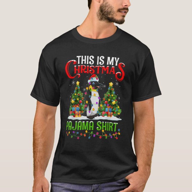 Emperor Penguin Xmas Lights This Is My Christmas P T-Shirt (Front)