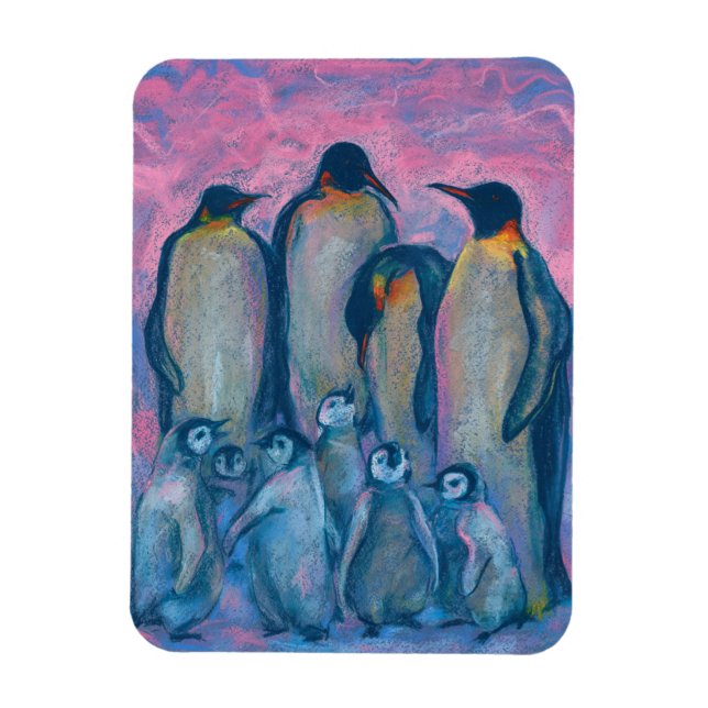Emperor Penguins, Antarctic Birds Parents and Kids Magnet (Vertical)