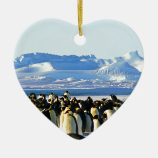 Emperor penguins ceramic ornament