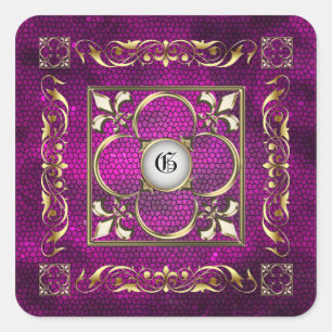 Emperor  Pink Square Monogram Sticker