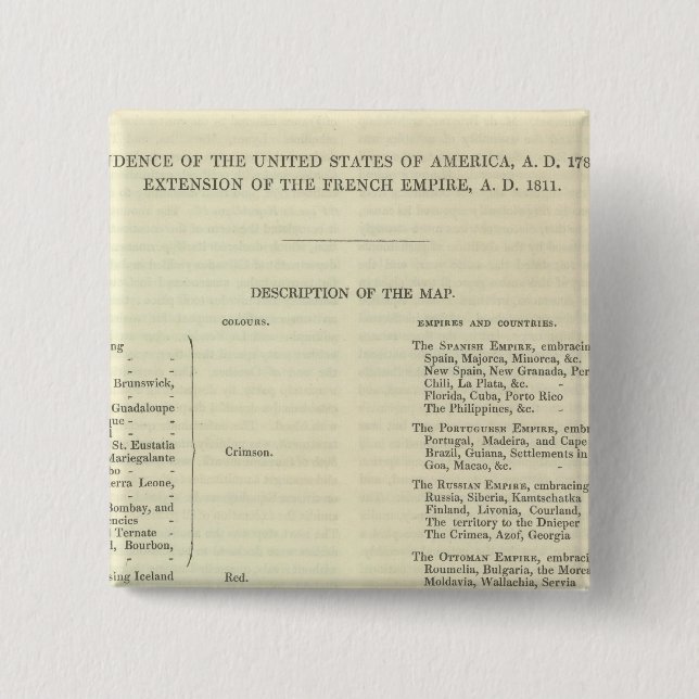Empire of Napoleon Bonaparte 1811 AD 2 Inch Square Button (Front)