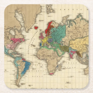 Empire of Napoleon Bonaparte 1811 AD Square Paper Coaster