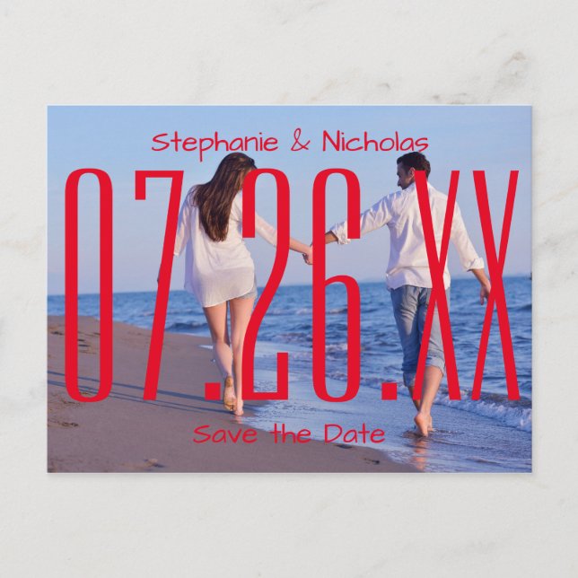 Empire rouge Date & Photo - Carte de Save the Date (Devant)