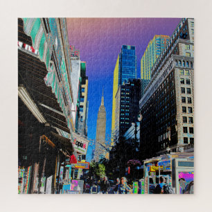 Empire Sate Building from 42nd St New York Poster Jigsaw Puzzle