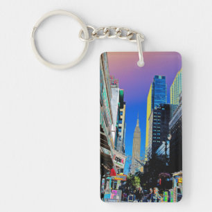 Empire Sate Building from 42nd St New York Poster Keychain