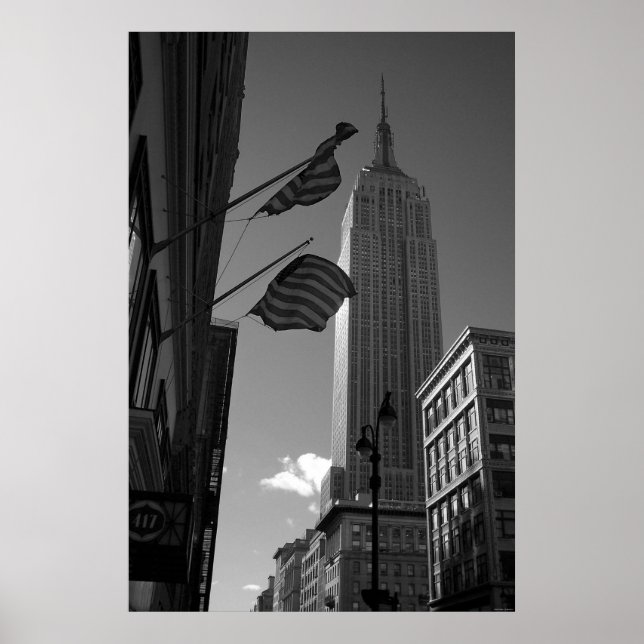Empire State Bldg with flags Poster (Front)